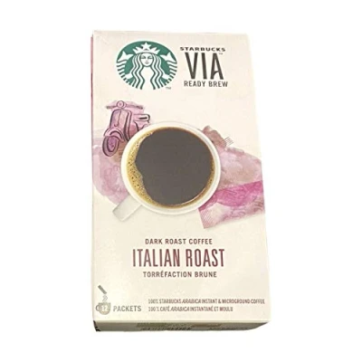Image of Starbucks Via Italian Road Ready Brew Instant Coffee, 12 Sachets, Dark Microground Coffee