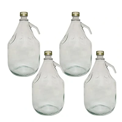 Image of DIAH DO IT AT HOME 3L (3000ml) Demijohn with Screw Cap Fermentation Bottle Cider Carboy Wine Making Storage (4 x Cap)