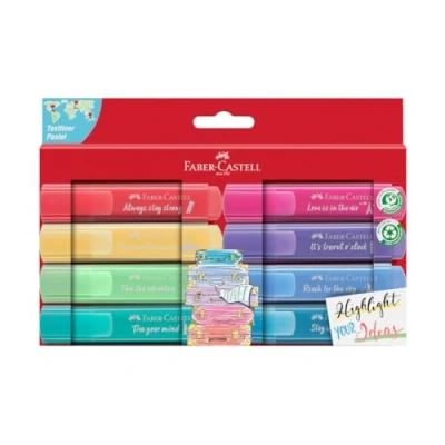 Image of Faber Castell 254626 Highlighter Set TL 46, Pack of 8, Pastel Colours, with Durable Chisel Tip, Line Width 1 5 mm