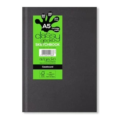 Image of Artgecko Casebound Mixed Media Sketch Book A5 Portrait 92 Pages 150gsm White Cartridge Paper
