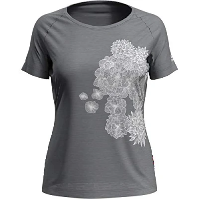Image of Odlo women&#039;s crew neck concord T shirt shirt, womens, Ladies&#039; 550511, Grey melange bloom print SS20, L