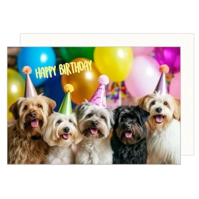 Image of Edition Seidel Premium Birthday Card with Envelope Greeting Happy For Him or Her Male Female Friend Mum Dad Daughter Son Girl Boy Baby Child Children Kids Dogs (G3522 SW024)