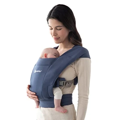 Image of Ergobaby Embrace Baby Carrier for Newborns from Birth, Extra Soft &amp; Ergonomic with Head Support, Navy