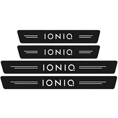 Image of 4pcs Car Outer Door Sill Protector for Hyun dai Accent Tucson i10 i20 ix25, Carbon Fiber Auto Kick Plates Accessories Scuff Guard Threshold Cover Pedal Sticker Trim Self Adhesive, IONIQ