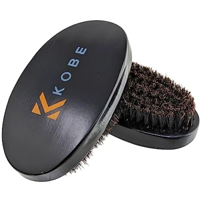 Image of Kobe Professional Military Hair Brush/Beard Brush Grooming Kit For Men Set of Two Brushes Dark 100% Natural Boar Brsitle
