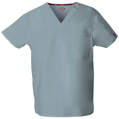 Image of Dickies Men&#039;s Signature V Neck Scrubs Shirt Medical, Grey, XXXXXL