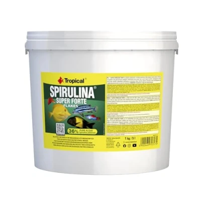 Image of Tropical SUPER Spirulina FORTE 36% 5L / 1kg High Flakes for Algae Eating Fish (Color, Growth &amp; Digestion Boost)