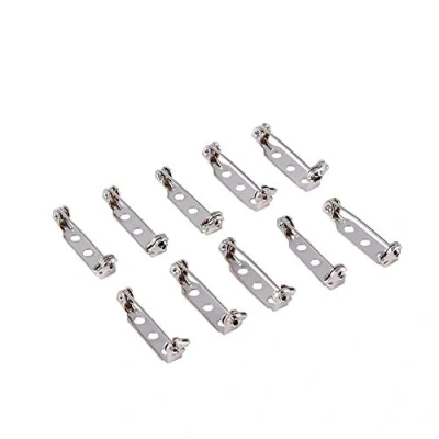 Image of Estink 50 Pieces Brooch Pins, Silver Bar Pins Pin Tone Back Safety Clasp with 3 Holes for Crafts, Stationary, Bandages, Sewing, Dressmaking(25mm)