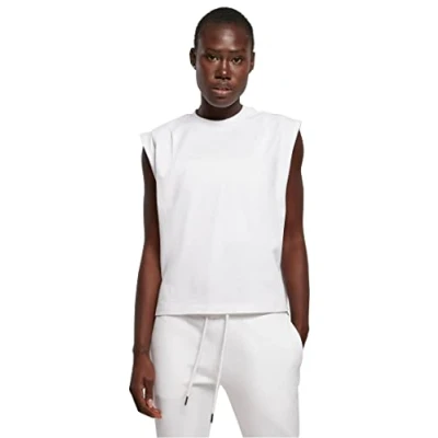 Image of Urban Classics Women&#039;s Ladies Organic Heavy Pleated Shoulder Top T Shirt, White, XXXXL