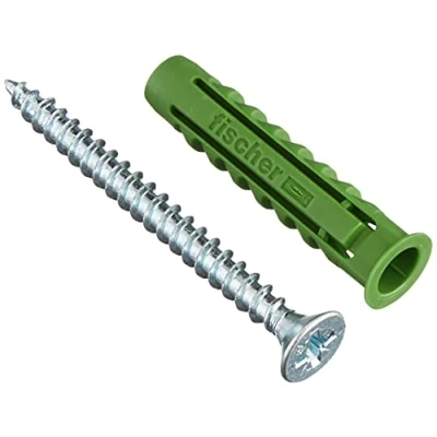 Image of fischer 524867 SX Green Expansion Wall Plug with Screw 8 x 40 (Pack of 45)