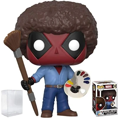 Image of Funko Pop! Marvel X Men: Deadpool Playtime Bob Ross Vinyl Figure (Bundled with Pop Box Protector Case)