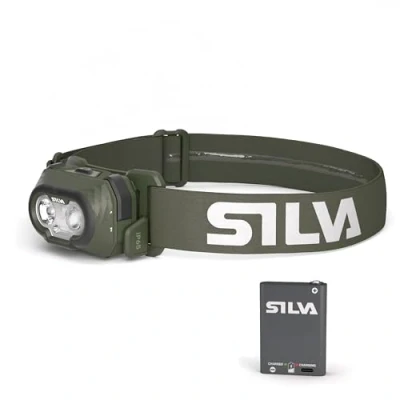 Image of Silva Head Torch Battery Powered Rechargeable USB C Discover Hybrid 500 Lumen Lamp 3 Brightness Levels White, Red &amp; Orange LEDs Indicator Outdoor Running