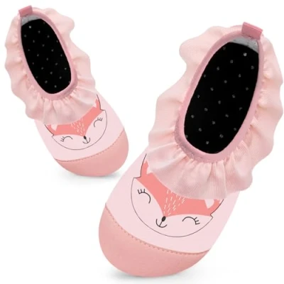 Image of Kids Swim Water Shoes Toddlers Baby Aqua Socks Quick Dry Pool Beach Barefoot for Girls Children(Foxes Pink,28/29 EU)