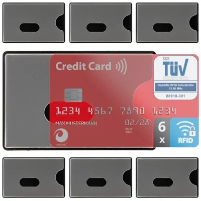 Image of valonic Credit Card Holder RFID Blocking 6 Pack Sturdy Clear Plastic Protector Sleeves for Debit Card,