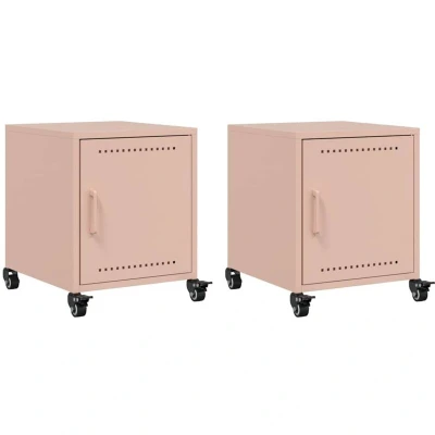 Image of vidaXL Bedside Cabinets 2 pcs Pink 36x39x43.5 cm Steel
