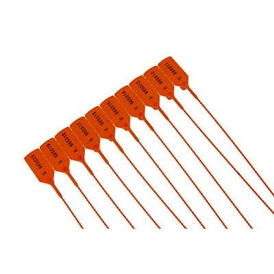Image of 100 X Orange Security Tags Numbered Pull Ties Secure Anti Tamper Seals