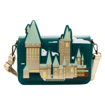 Image of Loungefly Harry Potter Golden Hogwarts Crossbody Bag with Pouch Multi