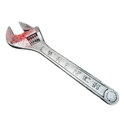 Image of Rubber Johnnies , Large Spanner, Adjustable Wrench, Realistic, Builders Prop, Bloody, Halloween Weapons