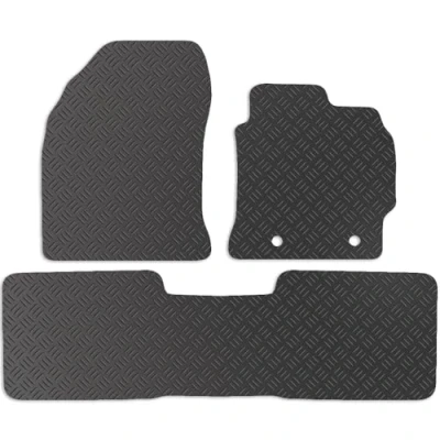 Image of Carsio Rubber Car Mats For Toyota Corolla 2013 2019 Tailored Fit Floor Mat Set Complete Accessory Black Custom Fitted All Weather &amp; Heavy Duty, Anti Slip Backing with Clips