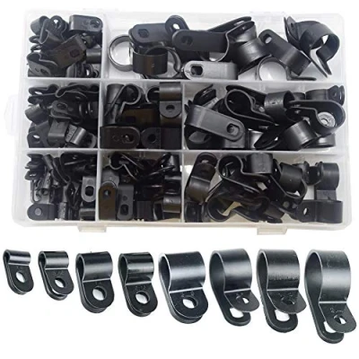 Image of CEEYSEE 160 Pcs Nylon R Type Cable Clip Fastener Wire Clamp Screw Mounting Electrical Grip Clips with 1/8&quot;, 3/16&quot;, 1/4&quot;, 5/16&quot;, 3/8&quot;, 1/2&quot;, 5/8&quot;, 3/4&quot; Black