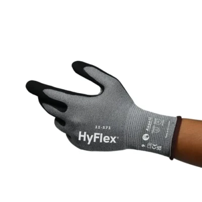 Image of Ansell HyFlex 11 571 Cut Resistant Work Gloves, Abrasion Nitrile Coating, Industrial Safety Lightweight, Breathable and Washable, PPE Men Women, Blue, Size L (1 Pair)