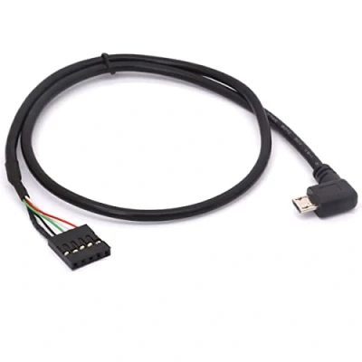 Image of CALANDIS USB Header to Micro Dupont Cable, 90 Degree Right Angle Male 5 Pin Motherboard Female Adapter Extended Cable 50cm/1.5FT (Micro 90Degree)