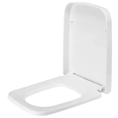 Image of Elite White Square Toilet Seat with Top Fix Adjustable Hinges Soft Close Lid Quick Release for Easy Clean Anti Bacterial Modern Luxury Design