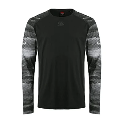 Image of Canterbury Men&#039;s Vapodri Cotten/Poly Long Sleeve Training T Shirt, Black/White, XS