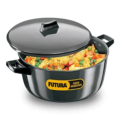 Image of HAWKINS Futura Hard Anodised Cook N Serve Bowl Black 6 L