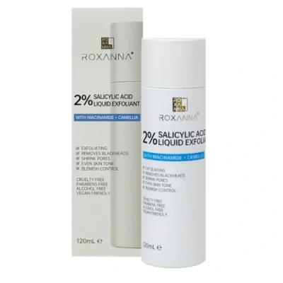 Image of Roxanna 2% BHA Liquid Exfoliant Face Exfoliating Peel Fights Blackheads &amp; Enlarged Pores with Salicylic Acid Niacinamide, Even Skin Tone, Blemish Control Combination Oily 120 ml