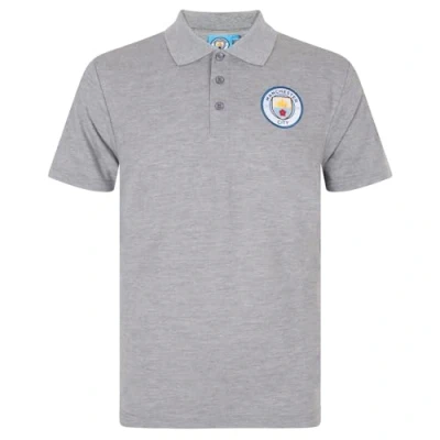 Image of MANCHESTER CITY FC Official Football Gift Mens Crest Polo Shirt Grey 3XL