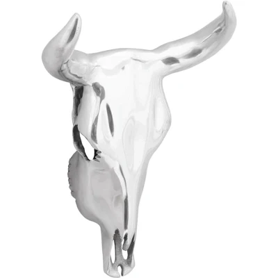 Image of vidaXL Wall Mounted Bull Skull Silver 34x13x53 cm Aluminium