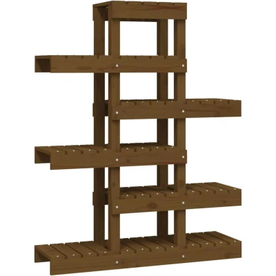 Image of vidaXL Plant Stand Honey Brown 85x25x109.5 cm Solid Wood Pine