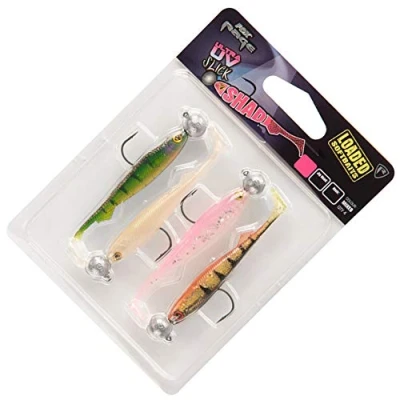 Image of Fox Rage Slick Shad Loaded Uv Mixed Colour Packs X4 Colours 10gr 3/0 11cm