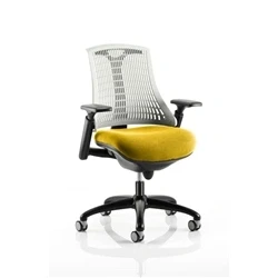 Image of Flex Task Operator Chair Black Frame White Back Bespoke Colour Seat Senna Yellow