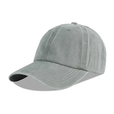 Image of LANGZHEN Unisex Plain Washed Cotton and Denim Baseball Cap Adjustable Dad Hat(Light Grey)