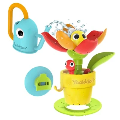 Image of Yookidoo Toddler Baby Bath Toy (Ages 1 3) Pop Up Bee Flower Sprinkler Garden Adventure Set with Watering Can (Mold Free) Attach to Any Tub or Shower Fun for time Great Boys,Girls,&amp; Kids