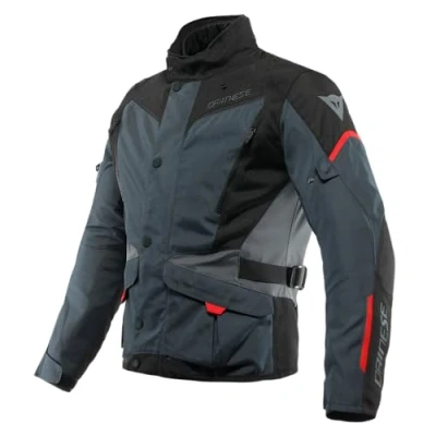 Image of Dainese Tempest 3 D Dry, Men&#039;s Motorcycle Touring Jacket, Waterproof Removable Thermal Lining, Protections On Shoulders And Elbows, Ebony/Black/Red Lava, 60