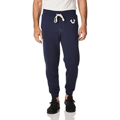 Image of True Religion Men&#039;s Classic Logo Jogger Sweatpant, Navy, Large