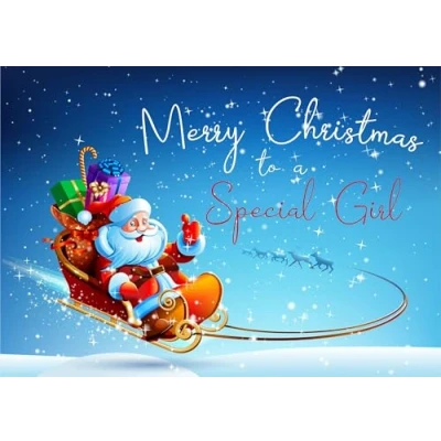 Image of doodlecards Special Girl Christmas Card Santas Sleigh Medium Size for with Plain Envelope