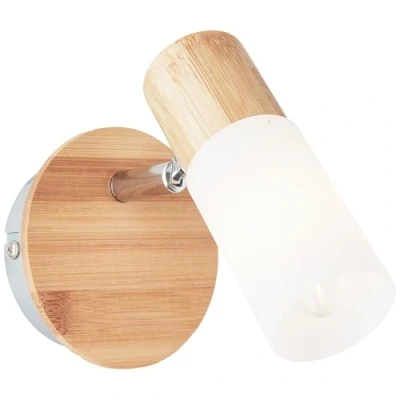 Image of Brilliant Babsan wall spotlight, Ø 10 cm, light wood, bamboo
