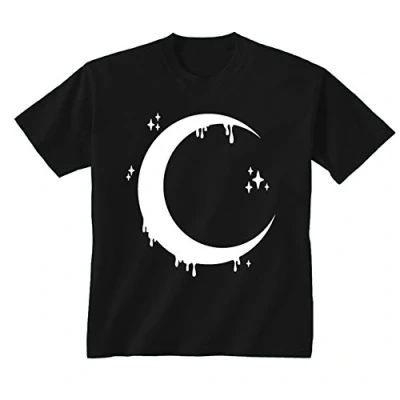 Image of Flip Youth Kids Childrens Crescent Moon and Stars Dripping T Shirt Black 5 6 Years (S)