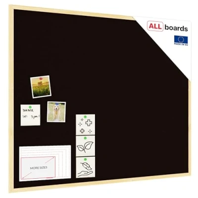 Image of ALLboards Cork Board Black with Wooden Frame 100x80cm, Corkboard Bulletin Notice