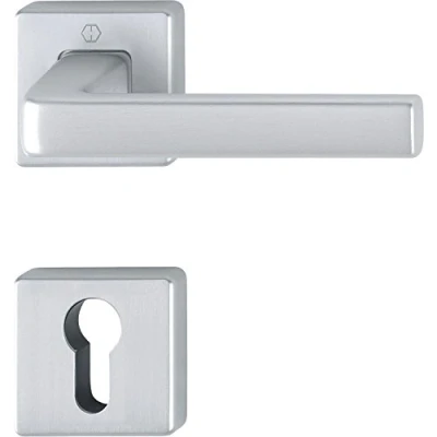 Image of Dublin Handle Set on Rosette Square PZ, Chrome Plated Aluminium Matt