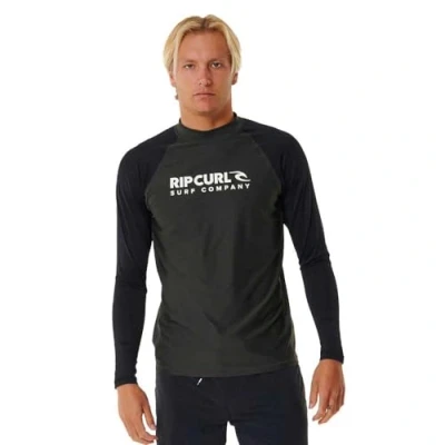 Image of RIP CURL Mens Shock UV Long Sleeve Rash Vest Top Black Marle Sun Protection and SPF Properties
