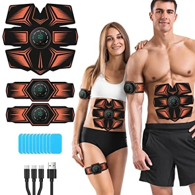 Image of GROSBEAK EMS Muscle Stimulator ABS Trainer, Electric Abdominal Toner for Men and Women, 8 Modes AB Arms, Waist Rechargeable, Skin friendly