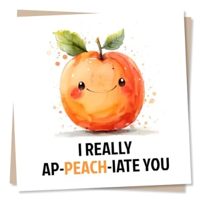 Image of Card of Appreciation with Peach I Really Ap Iate You Watercolour Thank You, Appreciation, Thinking