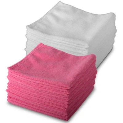 Image of 20 Pack of 10 White &amp; Red Microfibre Exel Magic Cleaning Cloths. Chemical Free Cleaning. Anti Bacterial Microfiber Cloths for Amazing Smear Wiping