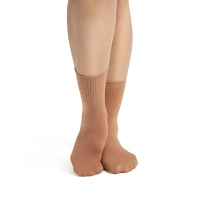 Image of Capezio Women&#039;s Ribbed Ballet Sock, Suntan, One Size