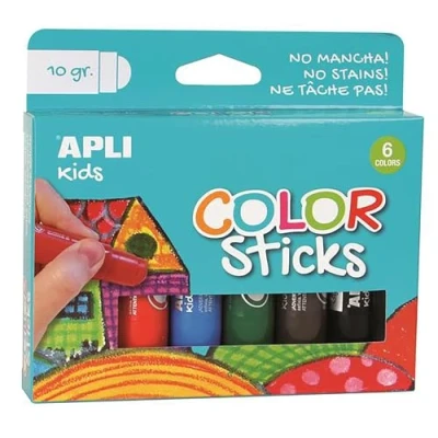 Image of Apli 14227 Colouring Sticks 10g Assorted Pack of 6